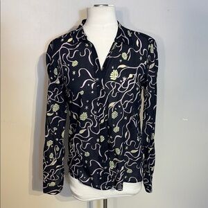 Scotch & Soda Navy Abstract Floral Top NWT size xs